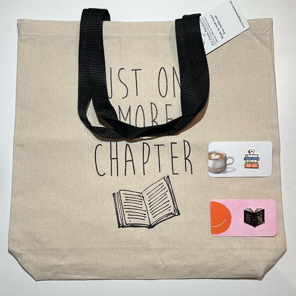 NWT Just One More Chapter Tote Book Bag & 2 Enamel Pins - Picture 2 of 11